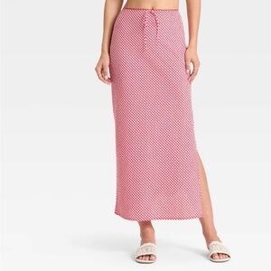 Wild Fable Small Red and white gingham midi skirt with side slits